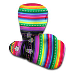 Sugar Skull Mexican Serape Pattern Print Boxing Gloves