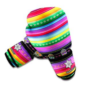 Sugar Skull Mexican Serape Pattern Print Boxing Gloves