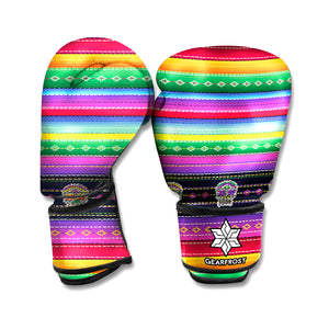 Sugar Skull Mexican Serape Pattern Print Boxing Gloves