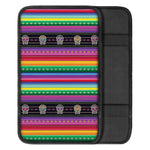 Sugar Skull Mexican Serape Pattern Print Car Center Console Cover