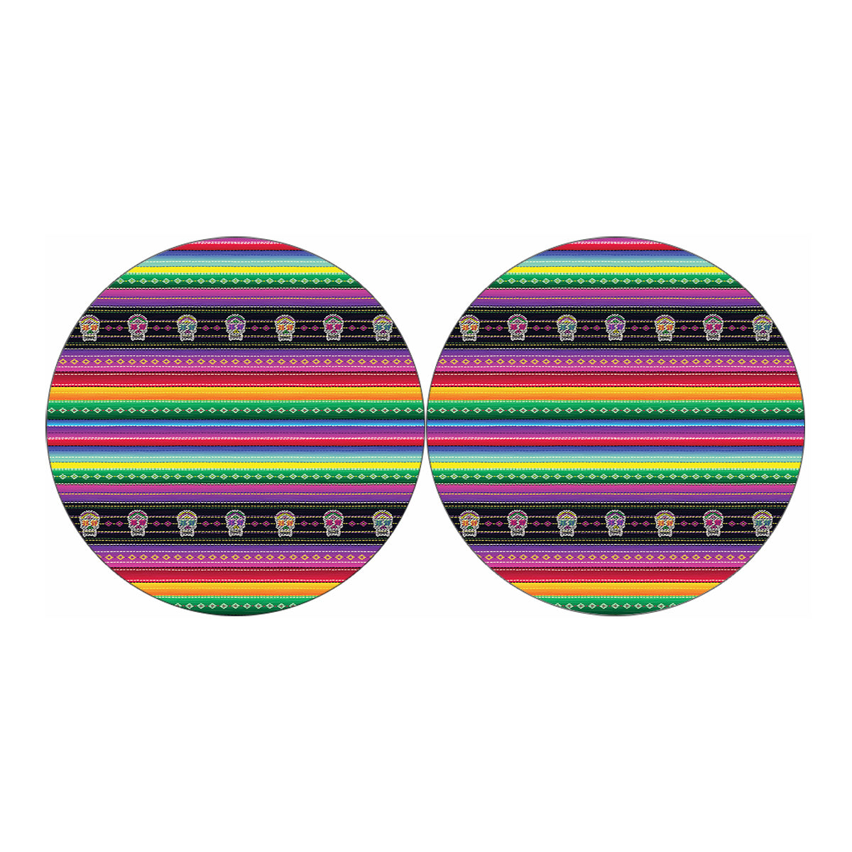 Sugar Skull Mexican Serape Pattern Print Car Coasters