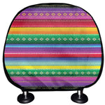 Sugar Skull Mexican Serape Pattern Print Car Headrest Covers
