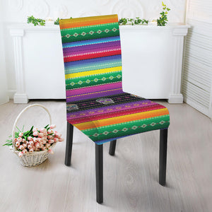 Sugar Skull Mexican Serape Pattern Print Dining Chair Slipcover