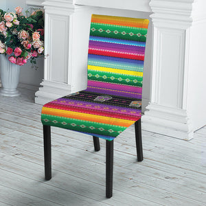 Sugar Skull Mexican Serape Pattern Print Dining Chair Slipcover