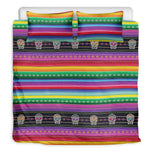Sugar Skull Mexican Serape Pattern Print Duvet Cover Bedding Set