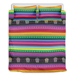 Sugar Skull Mexican Serape Pattern Print Duvet Cover Bedding Set