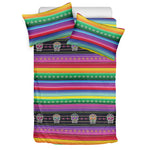 Sugar Skull Mexican Serape Pattern Print Duvet Cover Bedding Set