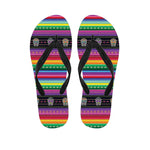 Sugar Skull Mexican Serape Pattern Print Flip Flops