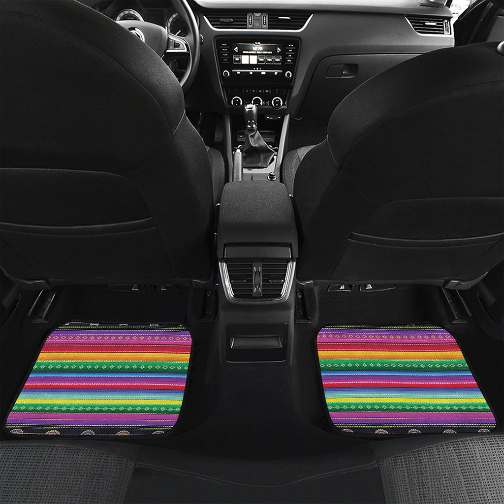 Sugar Skull Mexican Serape Pattern Print Front and Back Car Floor Mats