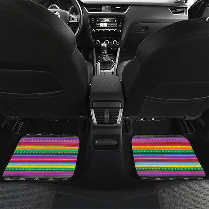 Sugar Skull Mexican Serape Pattern Print Front and Back Car Floor Mats