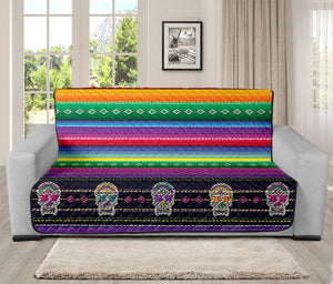 Sugar Skull Mexican Serape Pattern Print Futon Protector