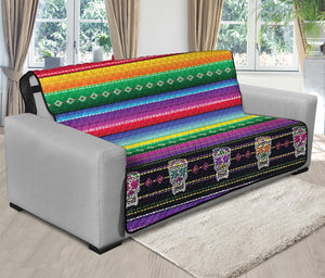 Sugar Skull Mexican Serape Pattern Print Futon Protector