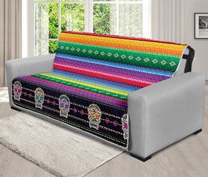 Sugar Skull Mexican Serape Pattern Print Futon Protector