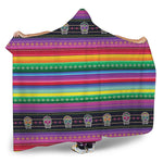 Sugar Skull Mexican Serape Pattern Print Hooded Blanket