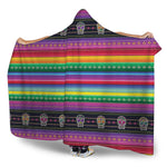 Sugar Skull Mexican Serape Pattern Print Hooded Blanket