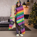 Sugar Skull Mexican Serape Pattern Print Hooded Blanket