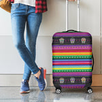 Sugar Skull Mexican Serape Pattern Print Luggage Cover