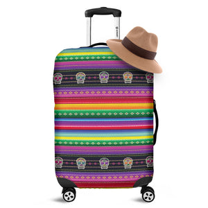 Sugar Skull Mexican Serape Pattern Print Luggage Cover