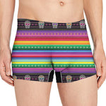 Sugar Skull Mexican Serape Pattern Print Men's Boxer Briefs