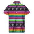 Sugar Skull Mexican Serape Pattern Print Men's Short Sleeve Shirt
