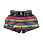 Sugar Skull Mexican Serape Pattern Print Muay Thai Boxing Shorts