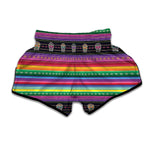 Sugar Skull Mexican Serape Pattern Print Muay Thai Boxing Shorts