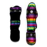 Sugar Skull Mexican Serape Pattern Print Muay Thai Shin Guard