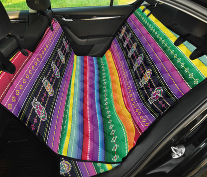 Sugar Skull Mexican Serape Pattern Print Pet Car Back Seat Cover
