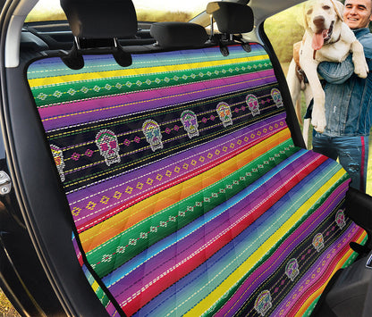Sugar Skull Mexican Serape Pattern Print Pet Car Back Seat Cover