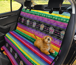 Sugar Skull Mexican Serape Pattern Print Pet Car Back Seat Cover