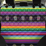 Sugar Skull Mexican Serape Pattern Print Pet Car Back Seat Cover