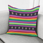 Sugar Skull Mexican Serape Pattern Print Pillow Cover