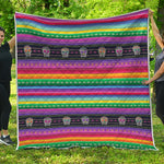 Sugar Skull Mexican Serape Pattern Print Quilt