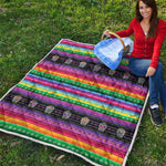 Sugar Skull Mexican Serape Pattern Print Quilt