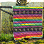 Sugar Skull Mexican Serape Pattern Print Quilt