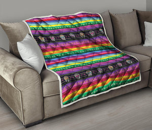 Sugar Skull Mexican Serape Pattern Print Quilt