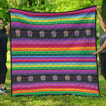 Sugar Skull Mexican Serape Pattern Print Quilt