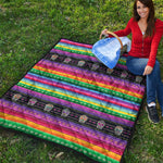 Sugar Skull Mexican Serape Pattern Print Quilt