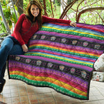 Sugar Skull Mexican Serape Pattern Print Quilt