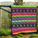 Sugar Skull Mexican Serape Pattern Print Quilt