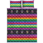 Sugar Skull Mexican Serape Pattern Print Quilt Bed Set