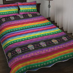 Sugar Skull Mexican Serape Pattern Print Quilt Bed Set