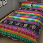 Sugar Skull Mexican Serape Pattern Print Quilt Bed Set