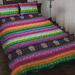 Sugar Skull Mexican Serape Pattern Print Quilt Bed Set