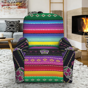 Sugar Skull Mexican Serape Pattern Print Recliner Slipcover