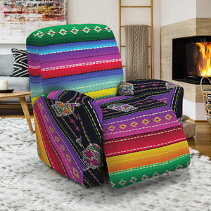 Sugar Skull Mexican Serape Pattern Print Recliner Slipcover