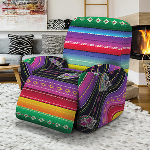 Sugar Skull Mexican Serape Pattern Print Recliner Slipcover