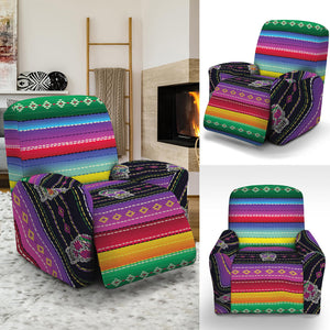 Sugar Skull Mexican Serape Pattern Print Recliner Slipcover