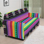 Sugar Skull Mexican Serape Pattern Print Sofa Cover