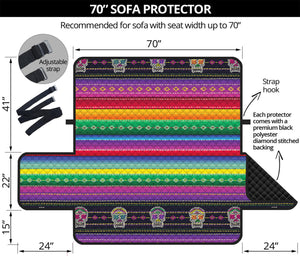 Sugar Skull Mexican Serape Pattern Print Sofa Protector